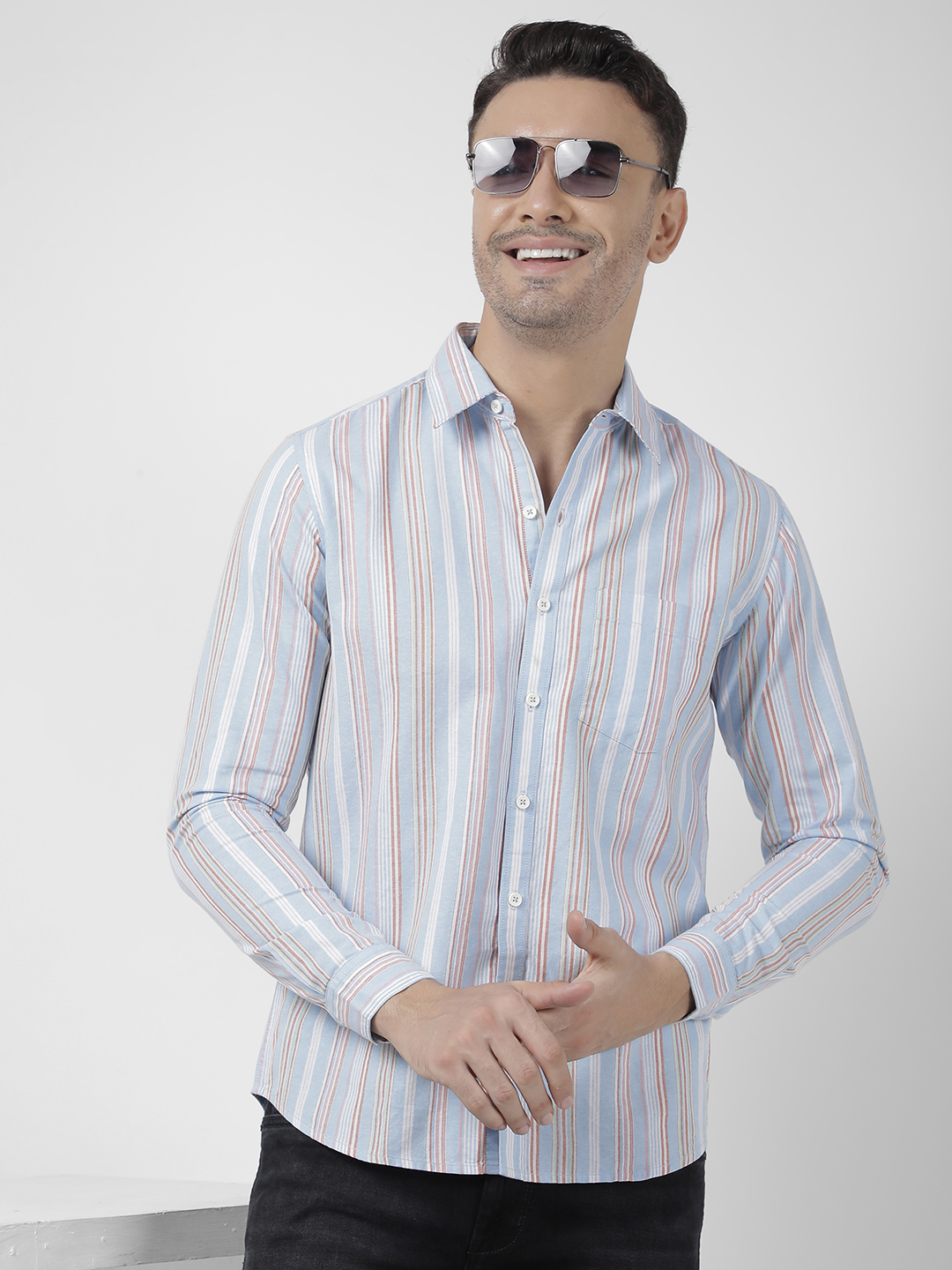 Numero Uno Men Striped Blue Shirt